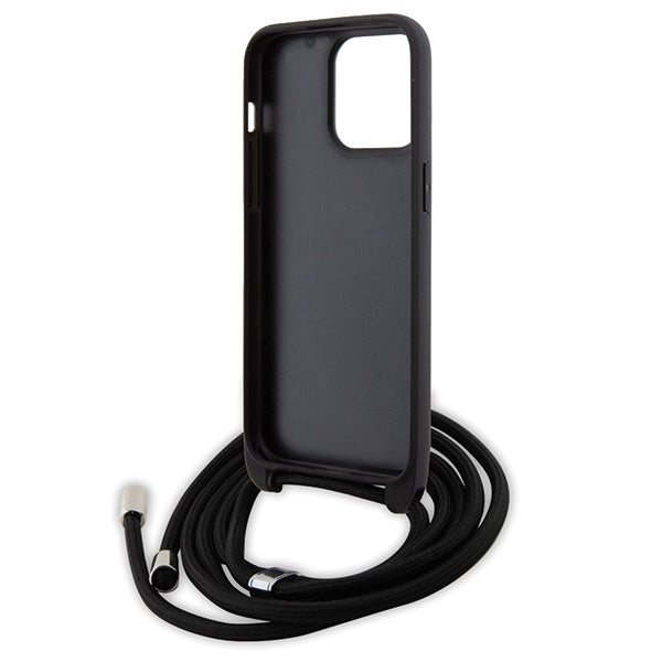 Karl Lagerfeld Crossbody Saffiano Monogram Metal Pin Karl &amp; Choupette Case for iPhone 15 Pro Max - Black