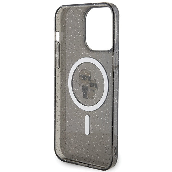 Karl Lagerfeld Karl&Choupette Glitter MagSafe case for iPhone 15 Pro Max - black
