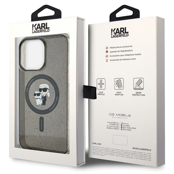 Karl Lagerfeld Karl&Choupette Glitter MagSafe case for iPhone 15 Pro Max - black