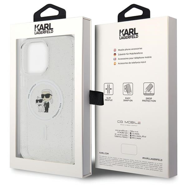 Karl Lagerfeld Karl&Choupette Glitter MagSafe case for iPhone 15 Pro Max - transparent