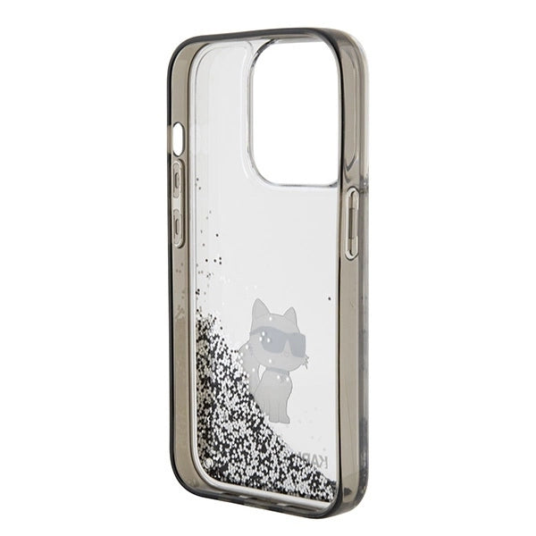 Karl Lagerfeld Liquid Glitter Choupette case for iPhone 15 Pro - transparent