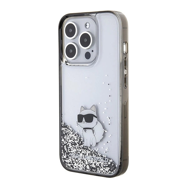 Karl Lagerfeld Liquid Glitter Choupette case for iPhone 15 Pro - transparent