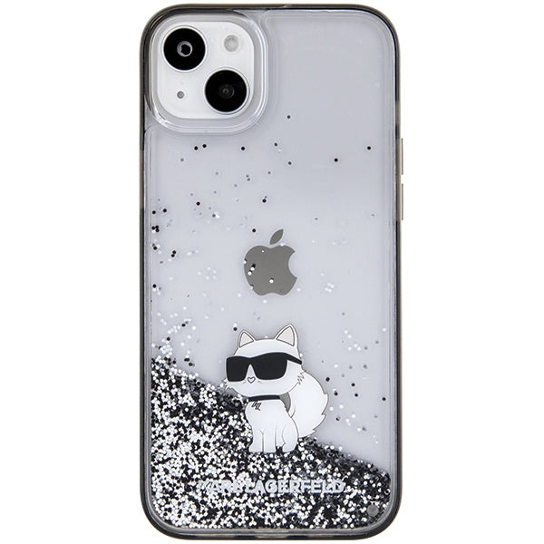 Karl Lagerfeld Liquid Glitter Choupette case for iPhone 15 Plus - transparent