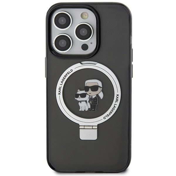 Karl Lagerfeld KLHMP15LHMRSKCK iPhone 15 Pro 6.1" black/black hardcase Ring Stand Karl&amp;Choupette MagSafe