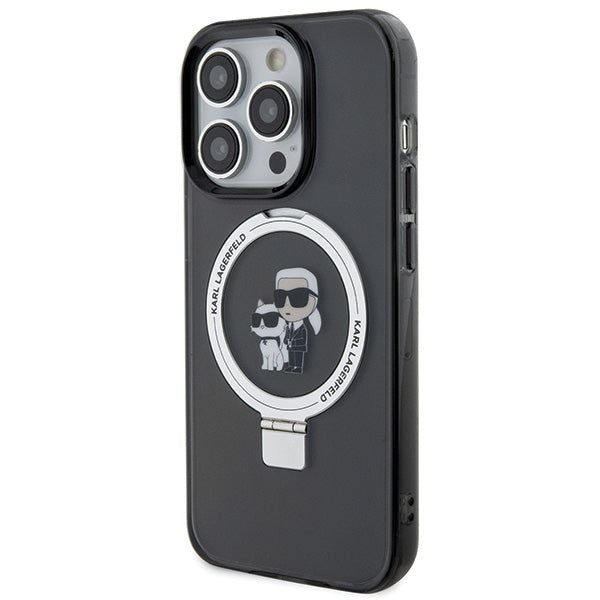 Karl Lagerfeld KLHMP15LHMRSKCK iPhone 15 Pro 6.1" black/black hardcase Ring Stand Karl&amp;Choupette MagSafe
