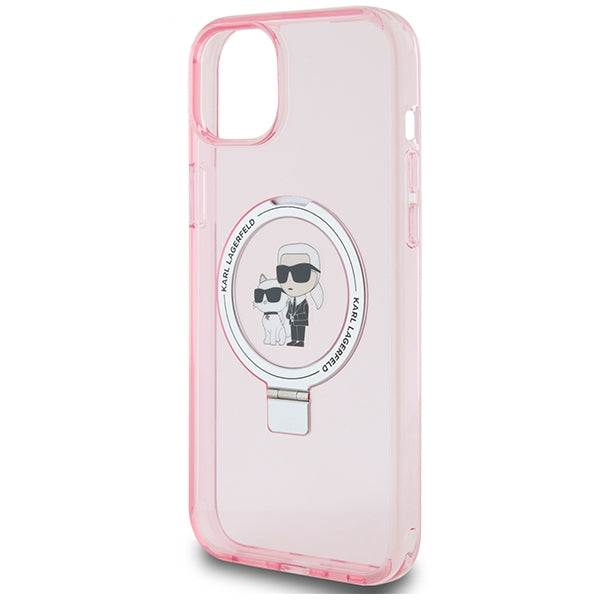 Karl Lagerfeld Ring Stand Karl&amp;Choupette MagSafe case for iPhone 15 Plus - pink