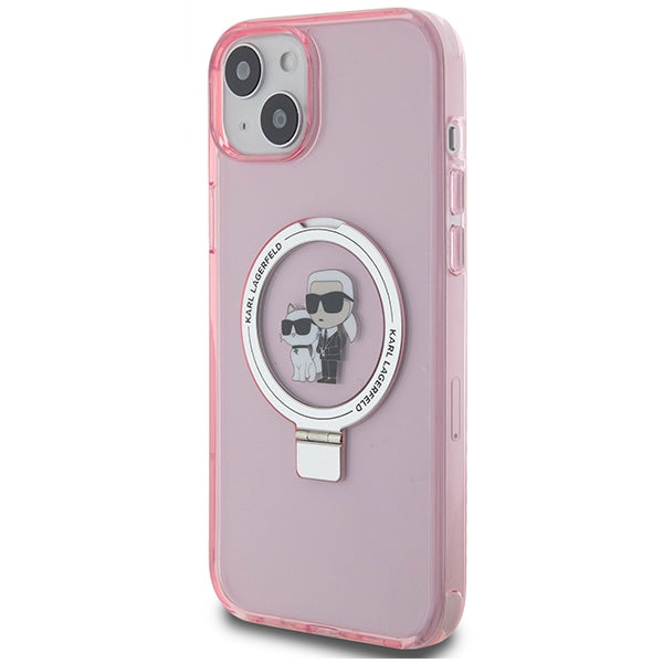 Karl Lagerfeld KLHMP15SHMRSKCP iPhone 15 6.1" pink/pink hardcase Ring Stand Karl&amp;Choupette MagSafe