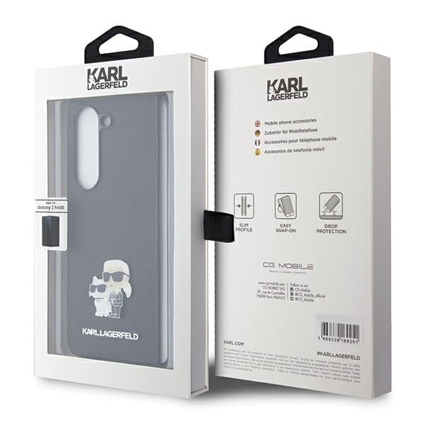 Karl Lagerfeld Saffiano Karl&Choupette Pin case for Samsung Galaxy Z Fold 5 - black