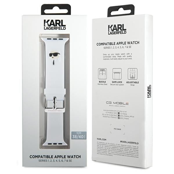 Karl Lagerfeld 3D Rubber Karl Head strap for Apple Watch 38/40/41mm - white