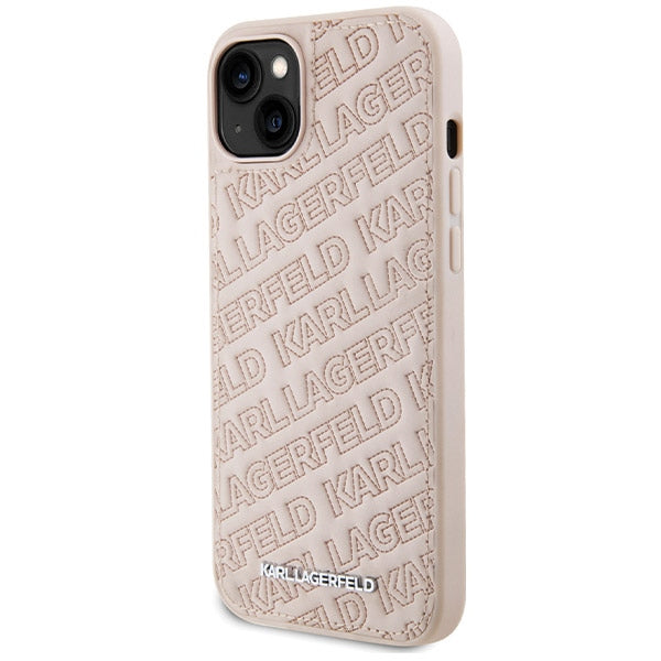 Karl Lagerfeld Quilted K Pattern case for iPhone 15 Plus / 14 Plus - pink