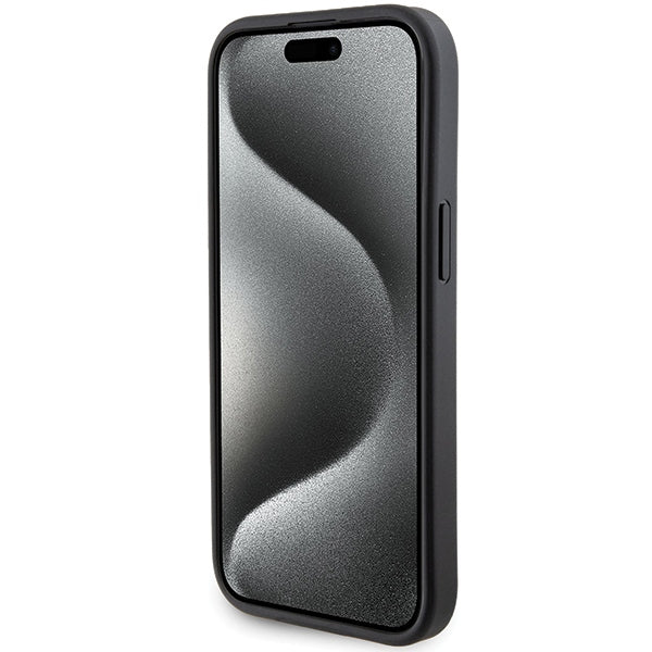 Karl Lagerfeld Gripstand Saffiano Karl&amp;Choupette Pins case for iPhone 15 - black