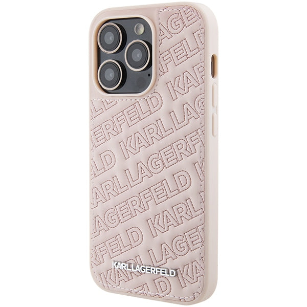 Karl Lagerfeld Quilted K Pattern case for iPhone 15 Pro Max - pink