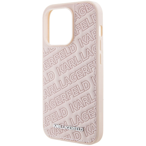 Karl Lagerfeld Quilted K Pattern case for iPhone 15 Pro Max - pink
