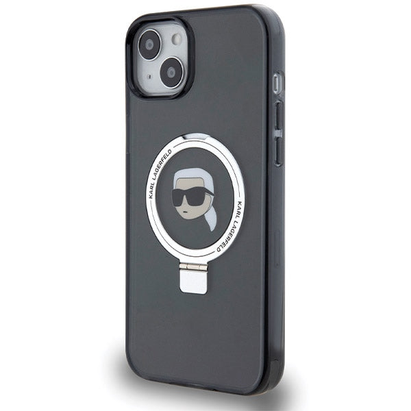 Karl Lagerfeld Ring Stand Karl Head MagSafe Case for iPhone 15 Plus / 14 Plus - Black