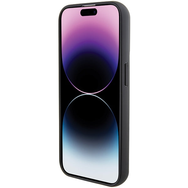 Karl Lagerfeld Gripstand Saffiano Choupette Pins case for iPhone 14 Pro - black