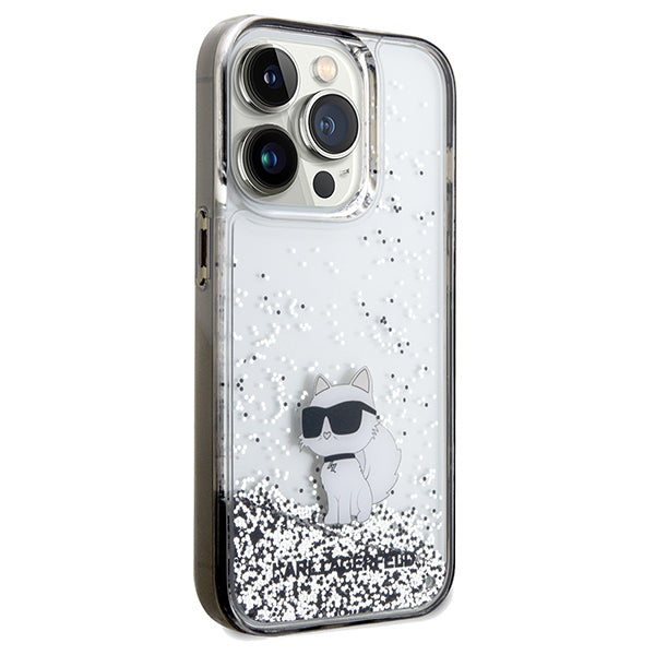 Karl Lagerfeld Liquid Glitter Choupette case for iPhone 14 Pro - transparent