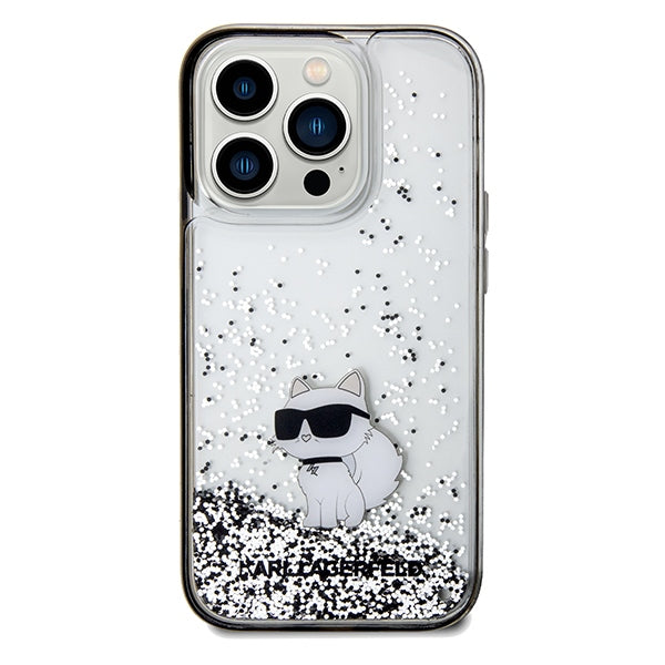 Karl Lagerfeld Liquid Glitter Choupette case for iPhone 14 Pro - transparent