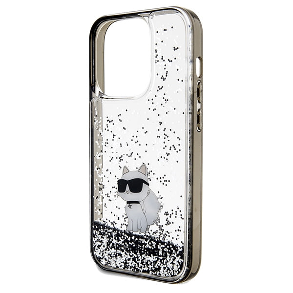 Karl Lagerfeld Liquid Glitter Choupette case for iPhone 14 Pro Max - transparent