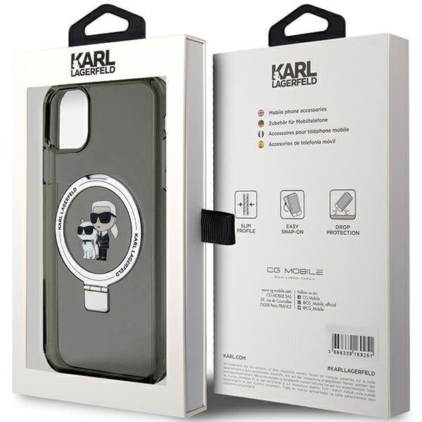 Karl Lagerfeld Ring Stand Karl&Choupette MagSafe case for iPhone 11 / Xr - black