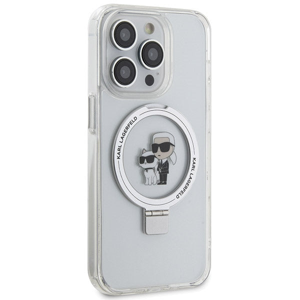 Karl Lagerfeld Ring Stand Karl&Choupette MagSafe case for iPhone 13 Pro Max - white