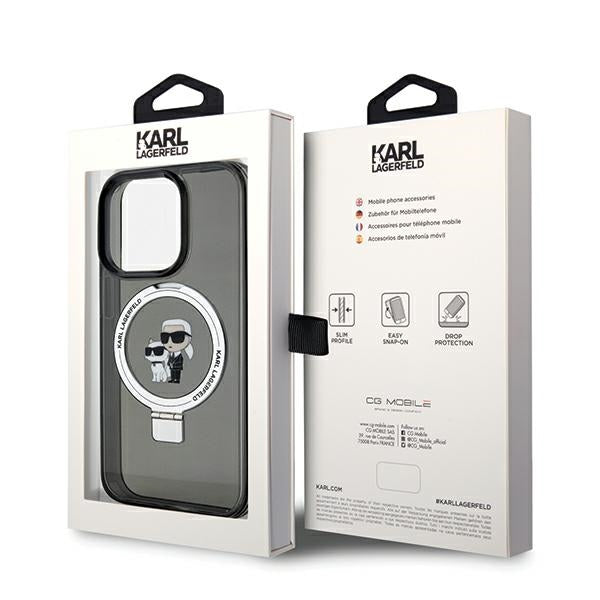 Karl Lagerfeld Ring Stand Karl&Choupette MagSafe case for iPhone 14 Pro - black