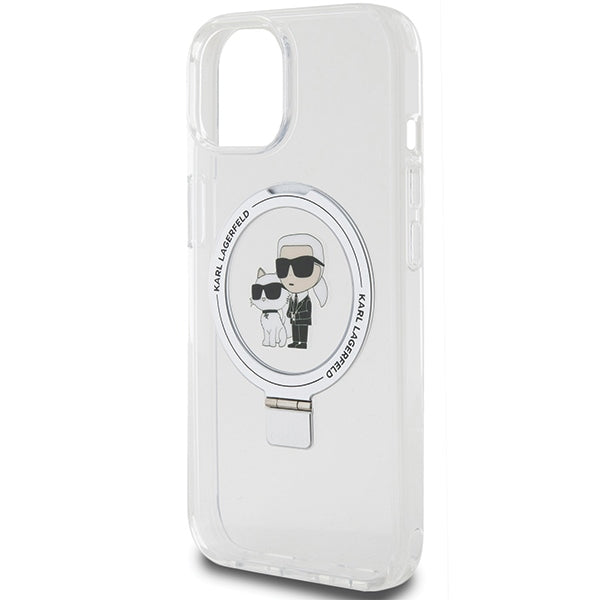 Karl Lagerfeld Ring Stand Karl&amp;Choupette MagSafe case for iPhone 14 / 15 / 13 - white