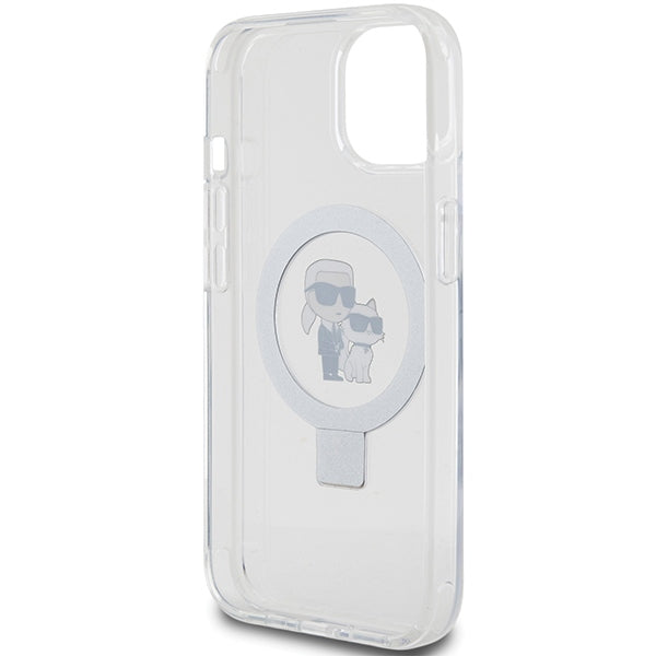 Karl Lagerfeld Ring Stand Karl&amp;Choupette MagSafe case for iPhone 14 / 15 / 13 - white