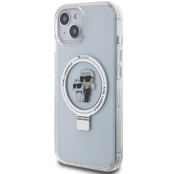 Karl Lagerfeld Ring Stand Karl&amp;Choupette MagSafe case for iPhone 14 / 15 / 13 - white