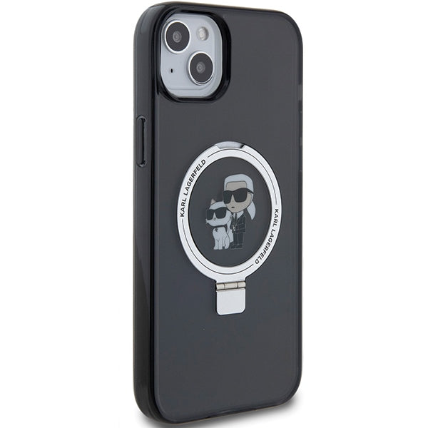 Karl Lagerfeld Ring Stand Karl&amp;Choupette MagSafe case for iPhone 14 / 15 / 13 - black