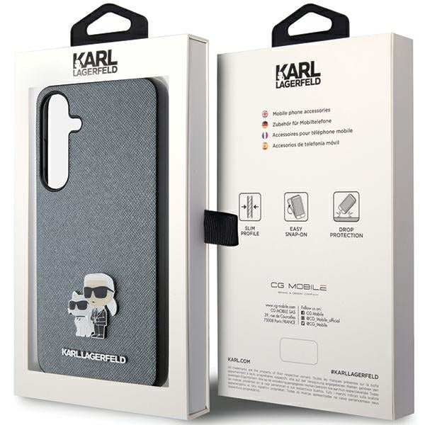 Karl Lagerfeld KLHCS24SPSAKCMPG S24 S921 hardcase gray/gray Saffiano Karl & Choupette Metal Pin
