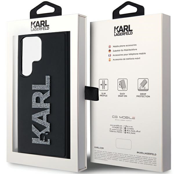 Karl Lagerfeld 3D Rubber Glitter Logo case for Samsung Galaxy S23 Ultra - black