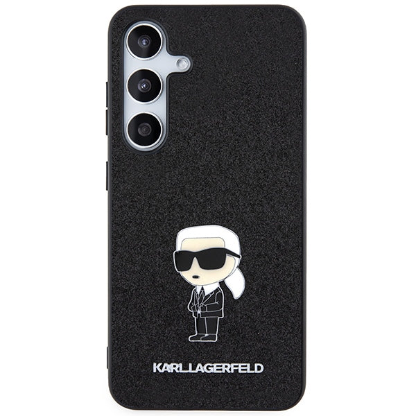 Karl Lagerfeld Fixed Glitter Ikonik Logo Metal Pin case for Samsung Galaxy S24+ - black