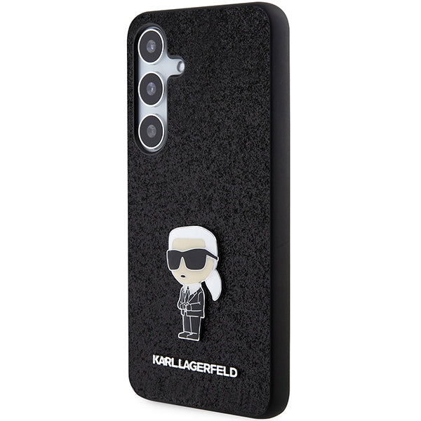 Karl Lagerfeld Fixed Glitter Ikonik Logo Metal Pin case for Samsung Galaxy S24+ - black