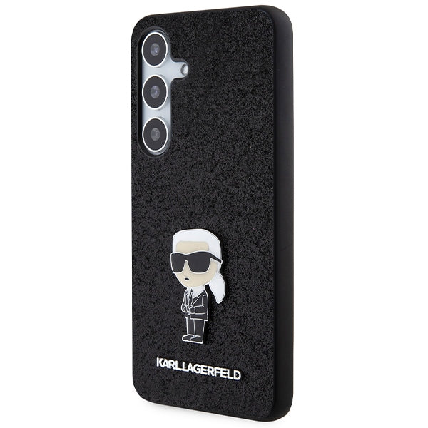 Karl Lagerfeld Fixed Glitter Ikonik Logo Metal Pin case for Samsung Galaxy S24 - black