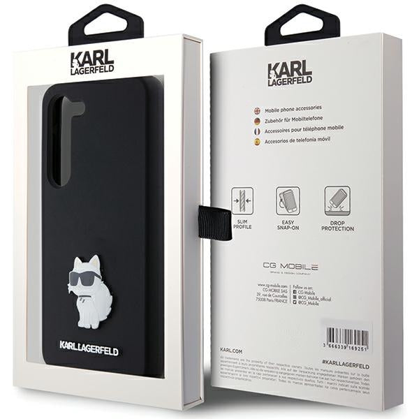 Karl Lagerfeld Silicone Choupette Metal Pin case for Samsung Galaxy S23 - black