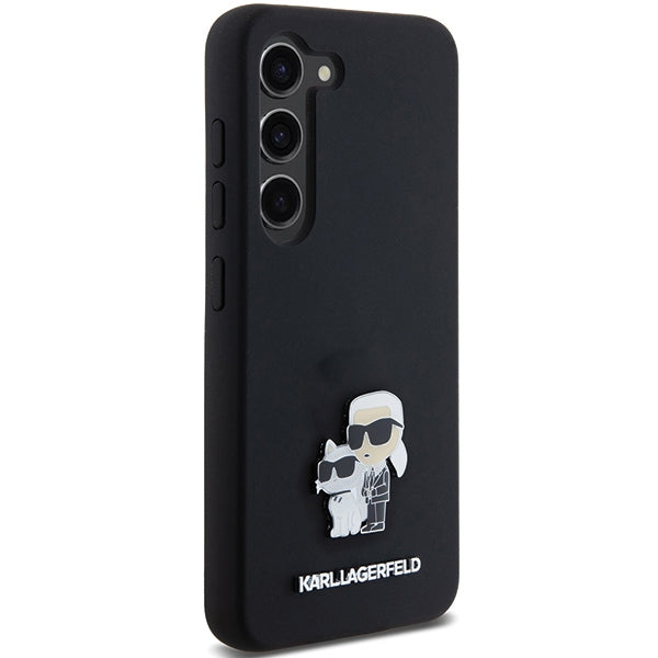 Karl Lagerfeld Silicone Karl&amp;Choupette Metal Pin case for Samsung Galaxy S23 - black