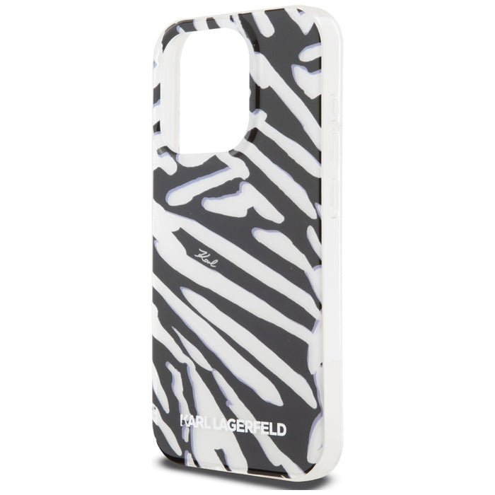 Karl Lagerfeld IML Zebra Pattern &amp; Cord case for iPhone 15 Pro - black