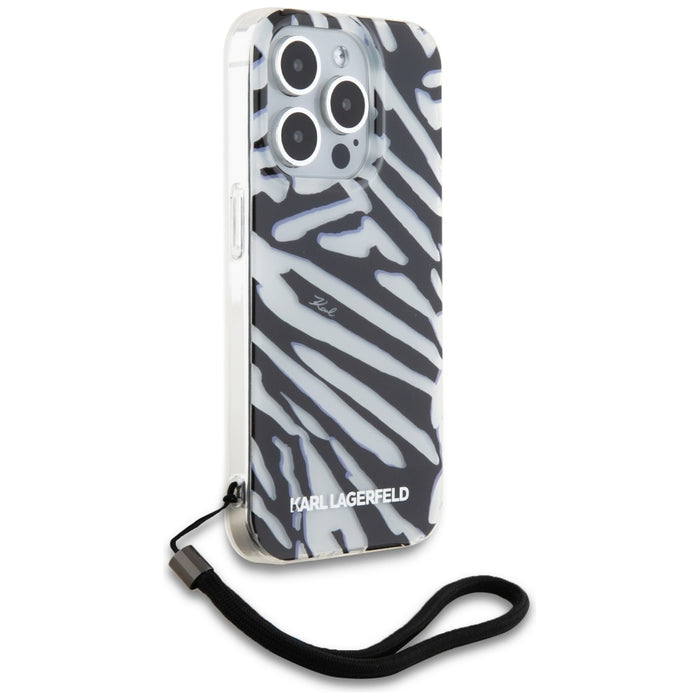 Karl Lagerfeld IML Zebra Pattern &amp; Cord case for iPhone 15 Pro - black