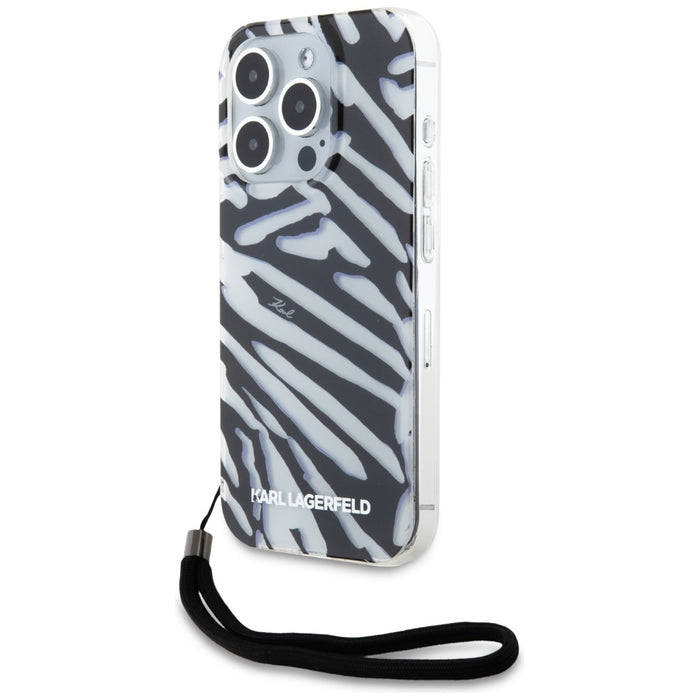 Karl Lagerfeld IML Zebra Pattern &amp; Cord case for iPhone 15 Pro - black