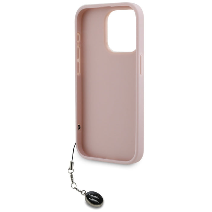 Karl Lagerfeld Saffiano Rhinestones &amp; Charm case for iPhone 15 Pro - pink