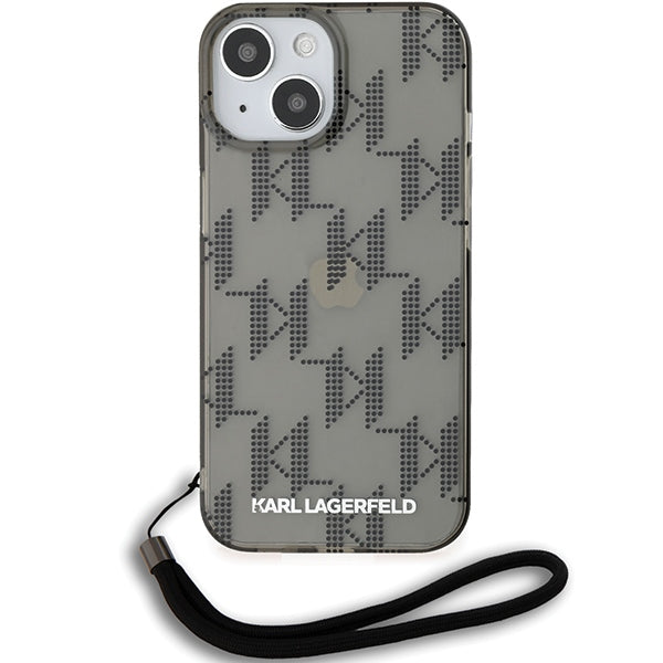 Karl Lagerfeld IML Mono KL Pattern &amp; Cord case for iPhone 15 / 14 / 13 - black