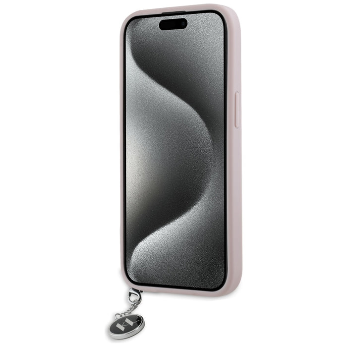 Karl Lagerfeld Saffiano Rhinestones &amp; Charm case for iPhone 15 / 14 / 13 - pink