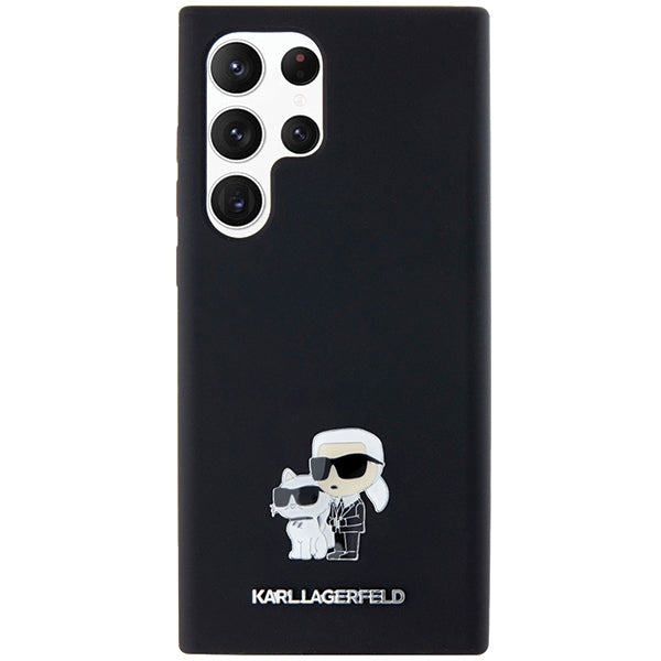Karl Lagerfeld Silicone Karl&amp;Choupette Metal Pin case for Samsung Galaxy S24 Ultra - black