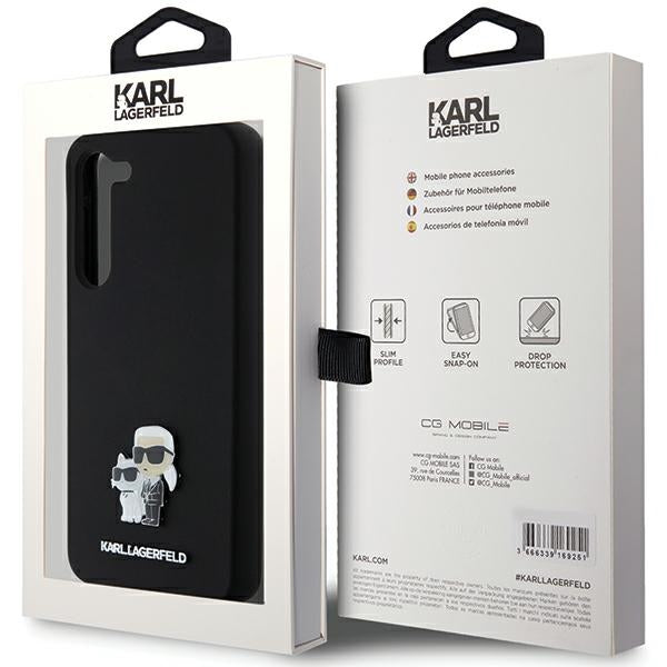 Karl Lagerfeld Silicone Karl&amp;Choupette Metal Pin case for Samsung Galaxy S24+ - black