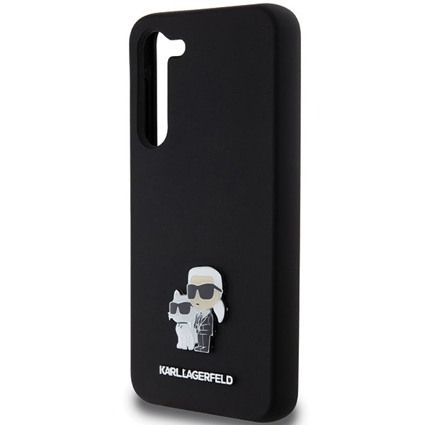 Karl Lagerfeld Silicone Karl&amp;Choupette Metal Pin case for Samsung Galaxy S24+ - black