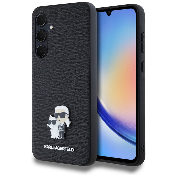 Karl Lagerfeld Saffiano Karl&amp;Choupette Pin case for Samsung Galaxy A35 - black