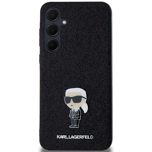Karl Lagerfeld Fixed Glitter Ikonik Logo Metal Pin case for Samsung Galaxy A55 - black