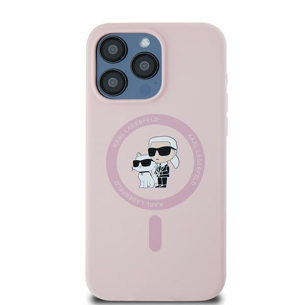 Karl Lagerfeld Silicone Karl&amp;Choupette MagSafe case for iPhone 15 Pro - pink