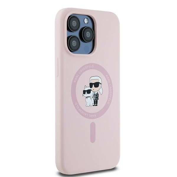Karl Lagerfeld Silicone Karl&amp;Choupette MagSafe case for iPhone 15 Pro - pink