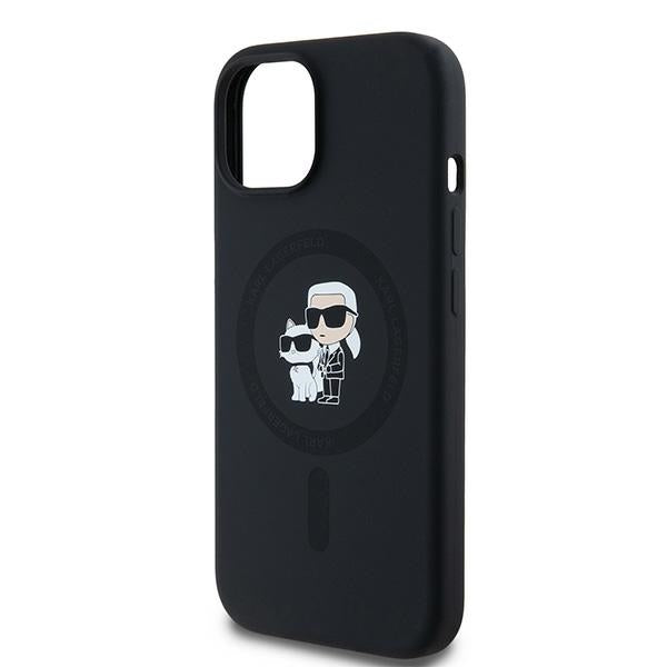 Karl Lagerfeld Silicone Karl&amp;Choupette MagSafe case for iPhone 15 Plus / 14 Plus - black